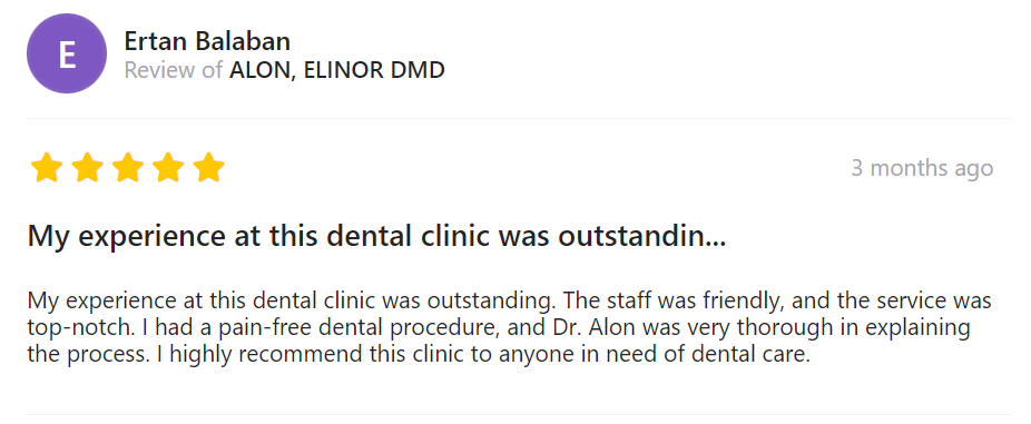 Dr. Elinor Alon -Turstburn Patient Review - Ertan Balaban