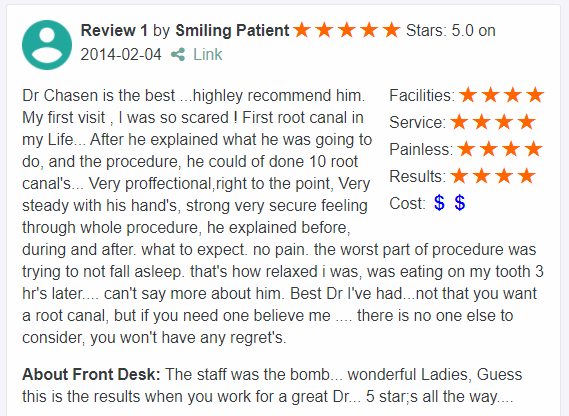Dr. Joel Chasen - Doctor-Oogle Patient Review