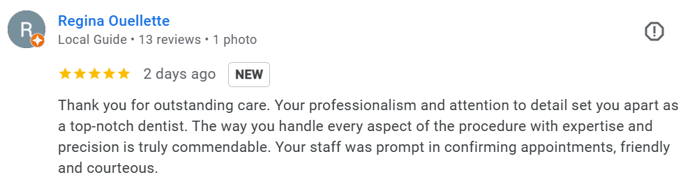 Dr. Joel Chasen - Google Patient Review - Regina Ouellette