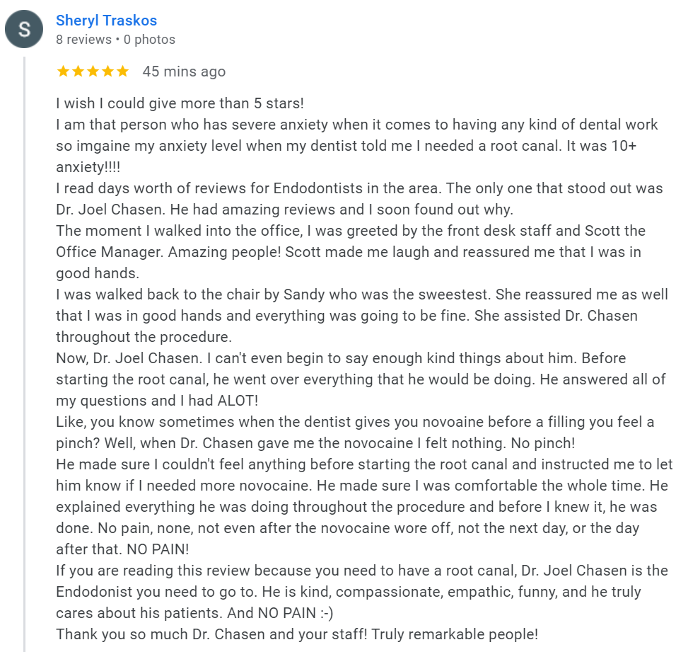 Dr. Joel Chasen - Google Patient Review