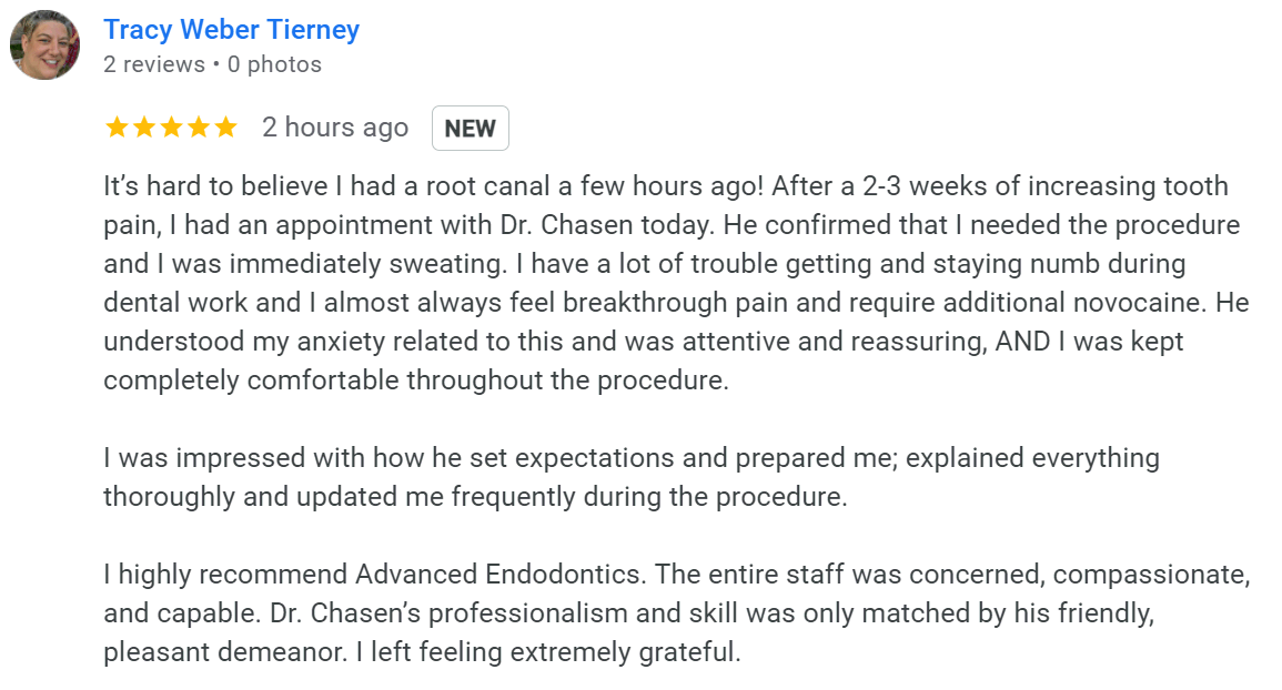 Dr. Joel Chasen - Google Patient Review - Tracey Weber Tierney