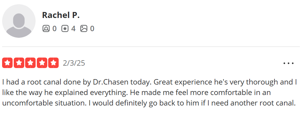 Dr. Joel Chasen - Yelp Patient Review - Rachel P