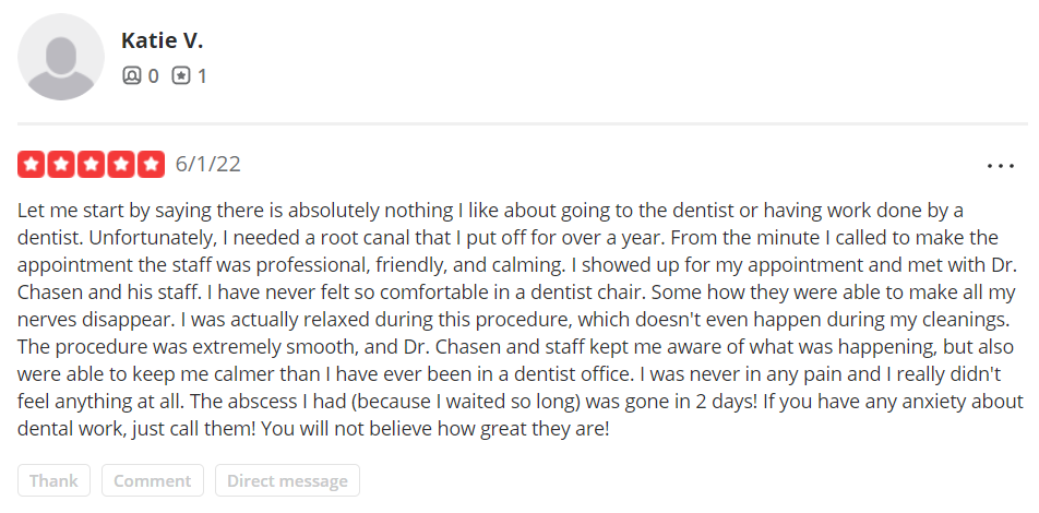 Dr. Joel Chasen - Yelp Patient Review