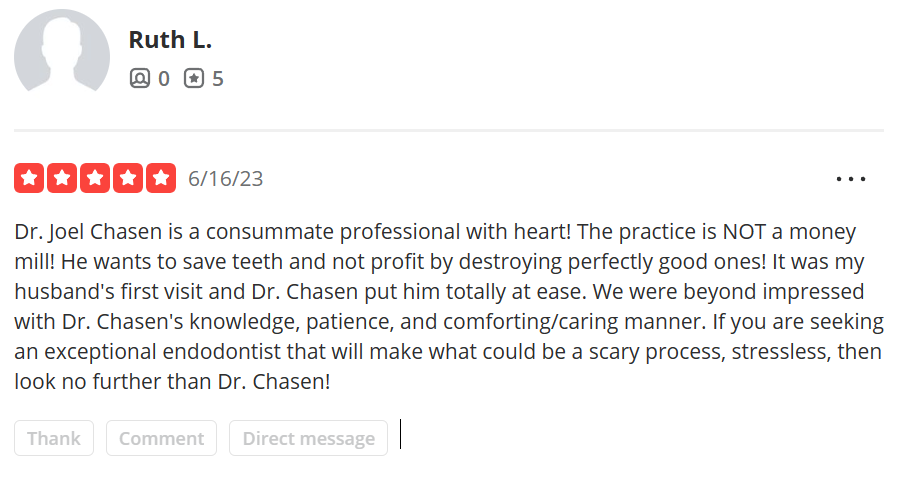 Dr. Joel Chasen - Yelp Patient Review - Ruth L